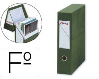 Archivador con tapa pardo carton forrado ollao lomo din a4 80 mm color verde 335x250x80 mm
