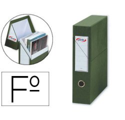 Archivador con tapa pardo carton forrado ollao lomo din a4 80 mm color verde 335x250x80 mm