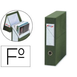 Archivador con tapa pardo carton forrado ollao lomo din a4 80 mm color verde 335x250x80 mm