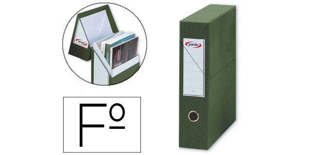 Archivador con tapa pardo carton forrado ollao lomo din a4 80 mm color verde 335x250x80 mm