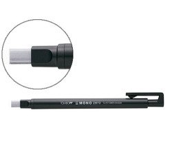 Portagomas tombow mono zero con clip goma rectangular 2,5 x 5 mm color negro