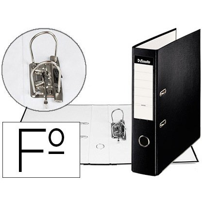 Archivador de palanca esselte carton forrado pvc folio lomo de 75 mm con rado negro