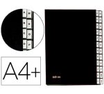 Carpeta clasificadora fuelle pardo carton compacto folio 24 departamentos visor doble personalizables color negro