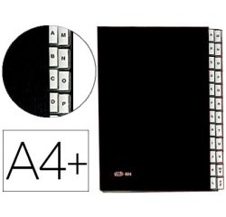 Carpeta clasificadora fuelle pardo carton compacto folio 24 departamentos visor doble personalizables color negro