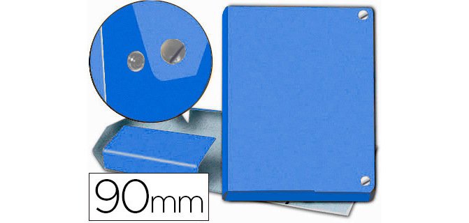 Carpeta proyectos pardo folio lomo 90 mm carton forrado azul con broche