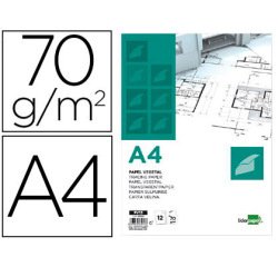 Papel dibujo liderpapel a4 210x297mm 70g/m2 vegetal sobre de 12 hojas