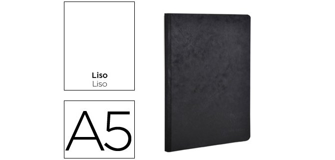 Libreta age-bag tapa cartulina lomo cosido liso 96 hojas color negro 148x210 mm