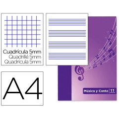 Bloc musica y canto oxford pentagrama interlineado 2 mm + cuadricula 5 mm din a4 24 hojas 90g/m2