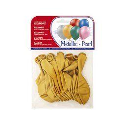 Globo 100% latex biodegradable metalizado oro bolsa de 15 unidades