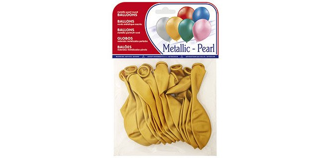 Globo 100% latex biodegradable metalizado oro bolsa de 15 unidades