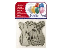 Globo 100% latex biodegradable metalizado plata bolsa de 15 unidades