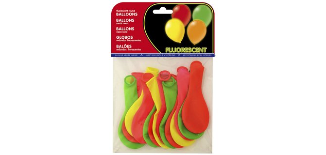 Globo 100% latex biodegradable fluorescente bolsa de 15 unidades colores surtidos