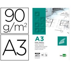Bloc papel vegetal liderpapel encolado 297x420mm 50 hojas 90 g/m2