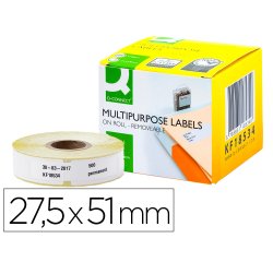 Etiqueta adhesiva removible q-connect kf18534 compatible dymo tamaño 19x51 mm caja con 500 etiquetas