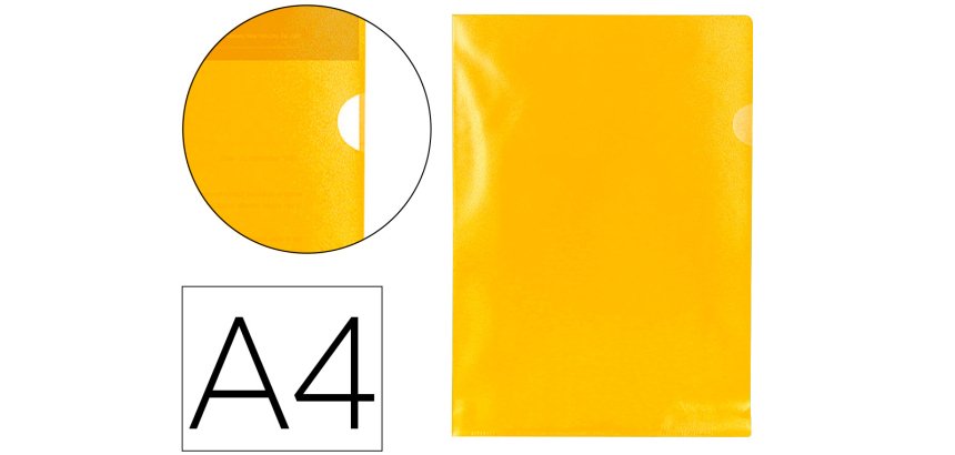 Carpeta dossier uñero plastico q-connect din a4 120 micras amarilla caja de 100 unidades