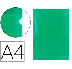 Carpeta dossier uñero plastico q-connect din a4 120 micras verde caja de 100 unidades