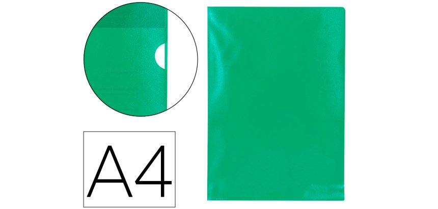 Carpeta dossier uñero plastico q-connect din a4 120 micras verde caja de 100 unidades