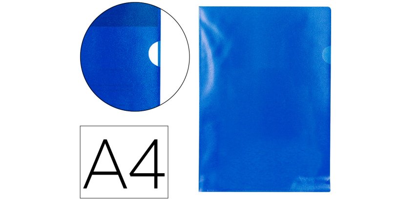 Carpeta dossier uñero plastico q-connect din a4 120 micras azul caja de 100 unidades