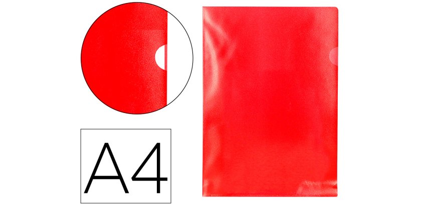 Carpeta dossier uñero plastico q-connect din a4 120 micras roja caja de 100 unidades