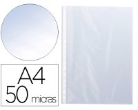 Funda multitaladro q-connect din a4 50 mc cristal bolsa de 100 unidades
