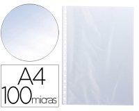Funda multitaladro q-connect din a4 100 mc cristal caja de 100 unidades