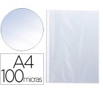 Funda multitaladro q-connect din a4 100 mc cristal bolsa de 100 unidades