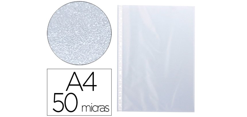 Funda multitaladro q-connect din a4 50 mc piel de naranja caja de 100 unidades