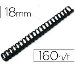 Canutillo q-connect redondo 18 mm plastico negro capacidad 160 hojas caja de 50 unidades