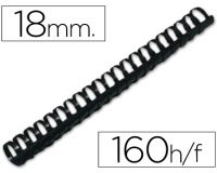 Canutillo q-connect redondo 18 mm plastico negro capacidad 160 hojas caja de 50 unidades