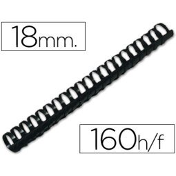 Canutillo q-connect redondo 18 mm plastico negro capacidad 160 hojas caja de 50 unidades