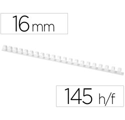 Canutillo q-connect redondo 16 mm plastico blanco capacidad 145 hojas caja de 50 unidades