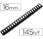 Canutillo q-connect redondo 16 mm plastico negro capacidad 145 hojas caja de 50 unidades