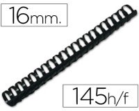 Canutillo q-connect redondo 16 mm plastico negro capacidad 145 hojas caja de 50 unidades