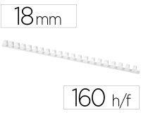 Canutillo q-connect redondo 18 mm plastico blanco capacidad 160 hojas caja de 50 unidades