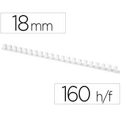 Canutillo q-connect redondo 18 mm plastico blanco capacidad 160 hojas caja de 50 unidades
