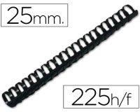 Canutillo q-connect redondo 25 mm plastico negro capacidad 225 hojas caja de 50 unidades