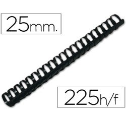 Canutillo q-connect redondo 25 mm plastico negro capacidad 225 hojas caja de 50 unidades