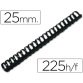 Canutillo q-connect redondo 25 mm plastico negro capacidad 225 hojas caja de 50 unidades