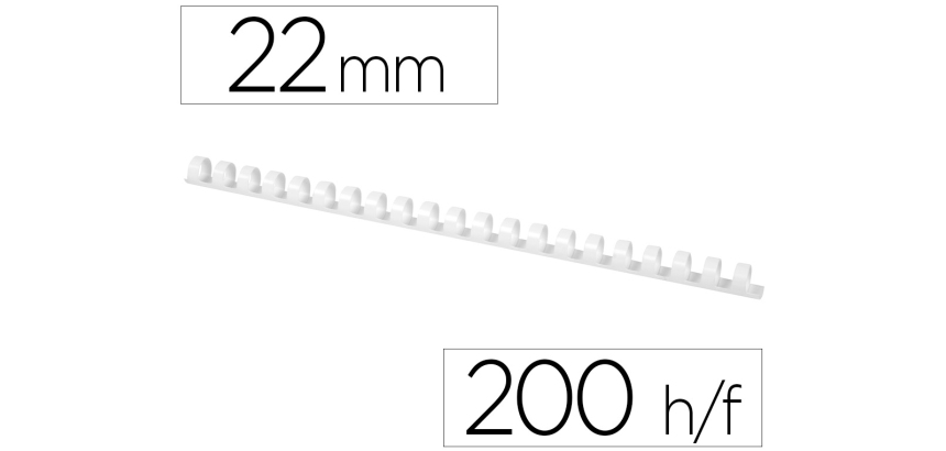 Canutillo q-connect redondo 22 mm plastico blanco capacidad 200 hojas caja de 50 unidades