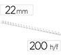 Canutillo q-connect redondo 22 mm plastico blanco capacidad 200 hojas caja de 50 unidades