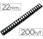 Canutillo q-connect redondo 22 mm plastico negro capacidad 200 hojas caja de 50 unidades