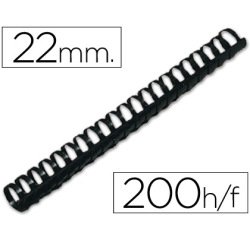 Canutillo q-connect redondo 22 mm plastico negro capacidad 200 hojas caja de 50 unidades