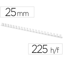 Canutillo q-connect redondo 25 mm plastico blanco capacidad 225 hojas caja de 50 unidades