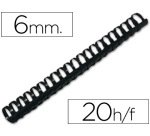 Canutillo q-connect redondo 6 mm plastico negro capacidad 20 hojas caja de 100 unidades