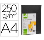 Cubiertas de encuadernar Q-connect cartón A4 negro simil piel 250 g - Paquete de 100 unidades