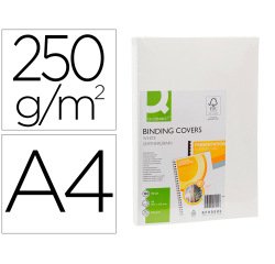 Cubiertas para encuadernar Q-connect cartón A4 blanco simil piel - Paquete de 100 unidades