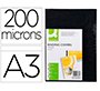 Cubiertas para encuadernar Q-connect PVC A3 opaca negra 200 micras - Paquete de 100 unidades