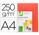 Cubiertas para encuadernar Q-connect cartón A4 rojo simil piel 250 g -Paquete de 100 unidades