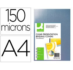 Cubiertas para encuadernar Q-connect PVC  A4 incolora 150 micras - Paquete de 100 unidades