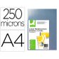 Tapa de encuadernacion q-connect pvc din a4 incolora 250 mc paquete de 100 unidades
